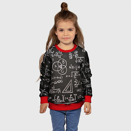 Детский свитшот Математические уравнения / 3D-Красный – фото 4
