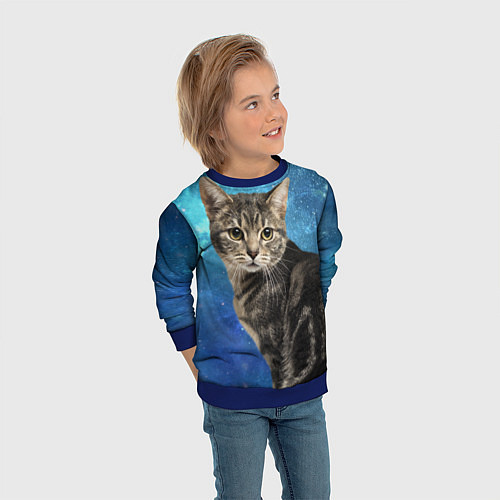 Детский свитшот Кот Космос / 3D-Синий – фото 3
