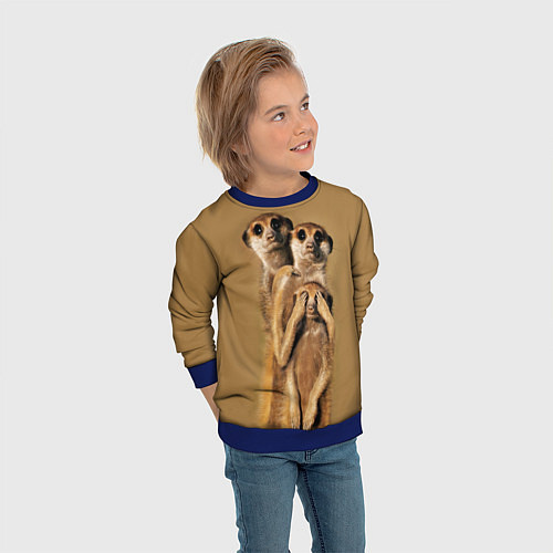Детский свитшот Сурикаты / 3D-Синий – фото 3
