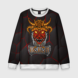 Свитшот детский Valheim тотем викинга, цвет: 3D-белый