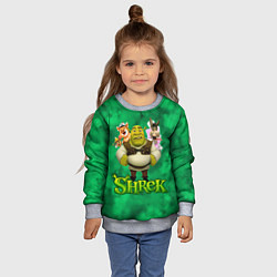 Свитшот детский Шрек, Осел, Пиннокио и свин, цвет: 3D-меланж — фото 2
