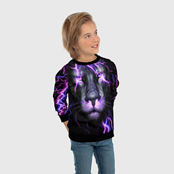 Свитшот детский НЕОНОВЫЙ ЛЕВ NEON LION, цвет: 3D-черный — фото 2