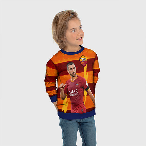 Детский свитшот Henrikh Mkhitaryan Roma / 3D-Синий – фото 3