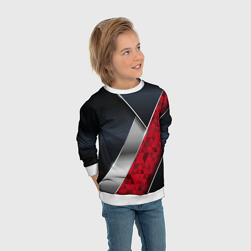 Детский свитшот 3D BLACK AND RED METAL / 3D-Белый – фото 3