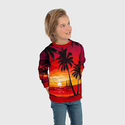 Свитшот детский Гавайский закат, цвет: 3D-красный — фото 2