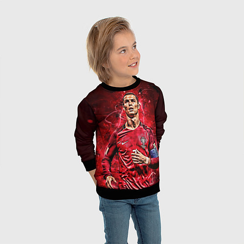 Детский свитшот Cristiano Ronaldo Portugal / 3D-Черный – фото 3