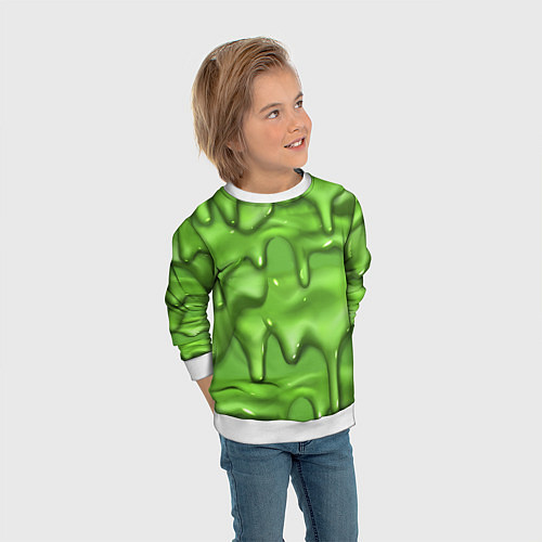 Детский свитшот Green Slime / 3D-Белый – фото 3