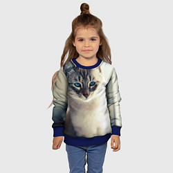 Свитшот детский Кот с Голубыми глазами, цвет: 3D-синий — фото 2