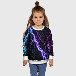 Свитшот детский НЕОНОВАЯ МОЛНИЯ ГРОЗА, цвет: 3D-белый — фото 2