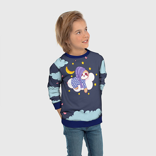 Детский свитшот Сонный ленивец / 3D-Синий – фото 3