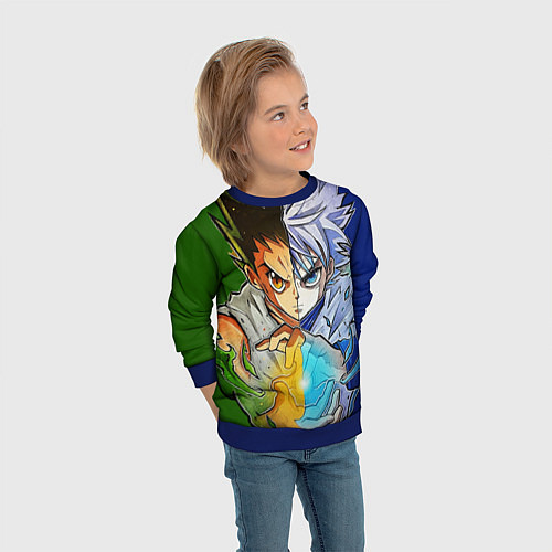Детский свитшот Киллуа золдик и Гон хантер / 3D-Синий – фото 3