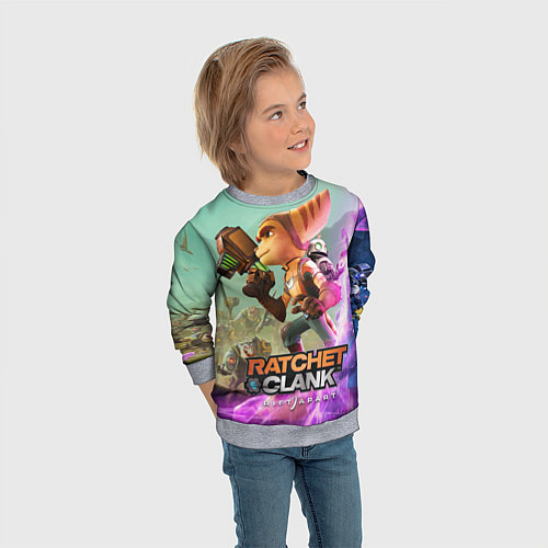 Детский свитшот Ratchet & Clank: Rift Apart / 3D-Меланж – фото 3