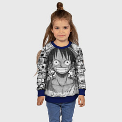 Свитшот детский Луфи улыбается one piece, цвет: 3D-синий — фото 2