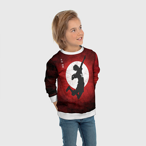 Детский свитшот Шоё Хината прыжок Haikyu!! / 3D-Белый – фото 3