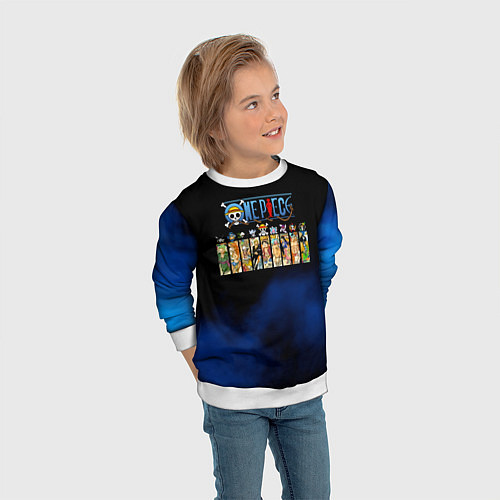 Детский свитшот Пират Соломенной Шляпы One Piece / 3D-Белый – фото 3