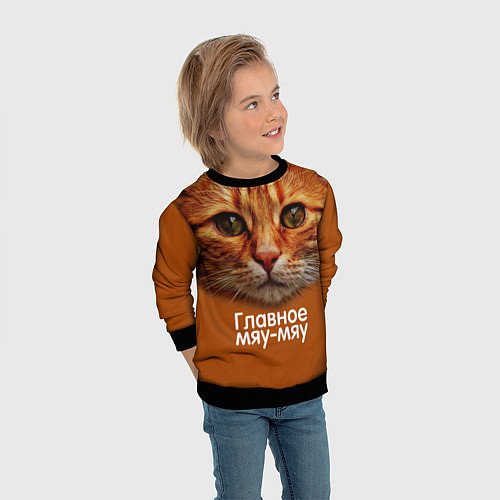 Детский свитшот ГЛАВНОЕ МЯУ-МЯУ / 3D-Черный – фото 3