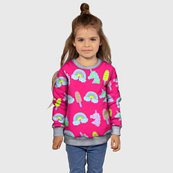 Свитшот детский Pop it радуга и единорог, цвет: 3D-меланж — фото 2