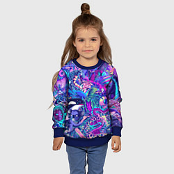 Свитшот детский Неоновые Звери, цвет: 3D-синий — фото 2