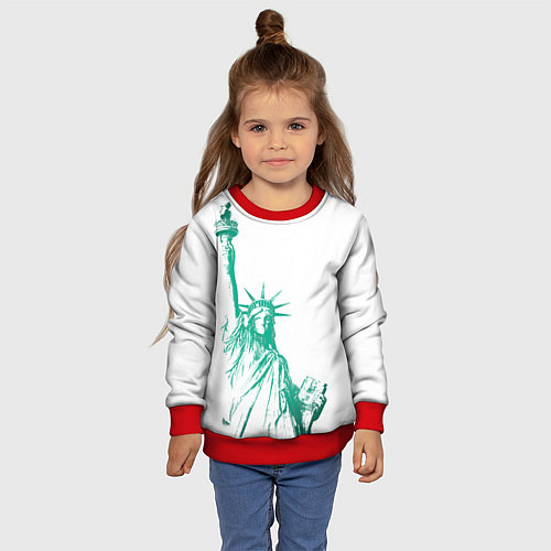 Детский свитшот Статуя Свободы / 3D-Красный – фото 4