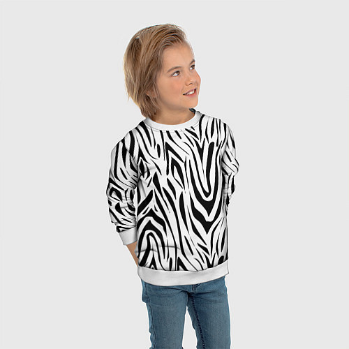Детский свитшот Черно-белая зебра / 3D-Белый – фото 3