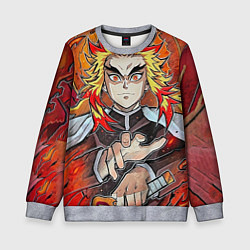 Свитшот детский Ренгоку Клинок демонов, цвет: 3D-меланж