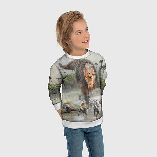 Детский свитшот Т-Рекс Динозавр Dino Z / 3D-Белый – фото 3