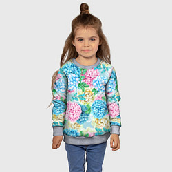 Свитшот детский Гортензия в сказочном саду, цвет: 3D-меланж — фото 2
