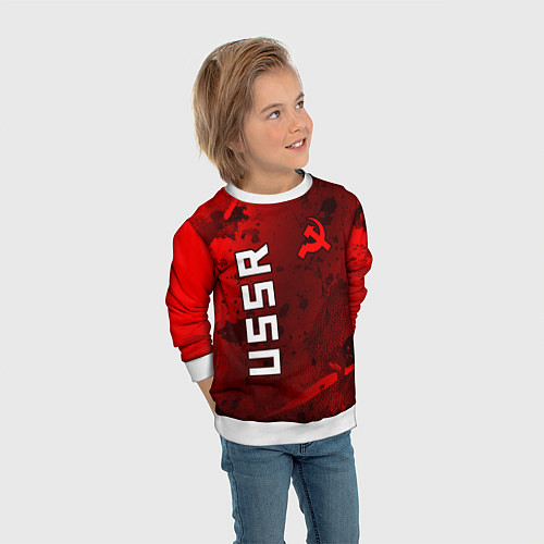 Детский свитшот USSR - Серп и Молот - Краска / 3D-Белый – фото 3