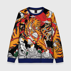Свитшот детский Самурайский тигр, цвет: 3D-синий
