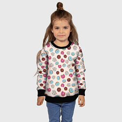 Свитшот детский Пончики донаты паттерн, цвет: 3D-черный — фото 2