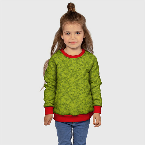 Детский свитшот Зеленый мраморный узор / 3D-Красный – фото 4