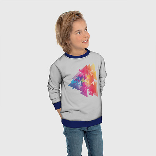 Детский свитшот Цветные треугольники / 3D-Синий – фото 3