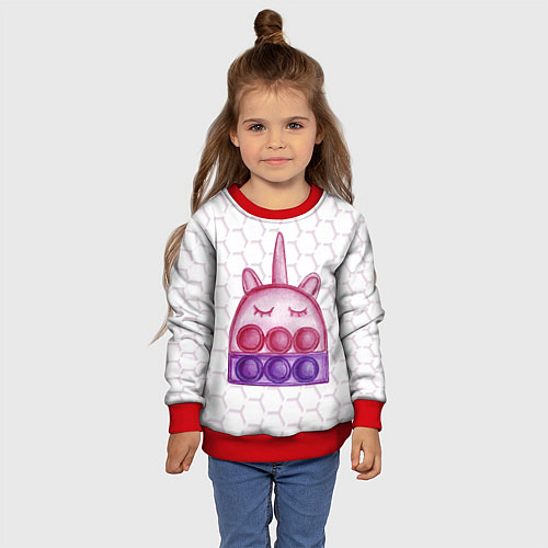 Детский свитшот POP IT ЕДИНОРОГ ПОП ИТ / 3D-Красный – фото 4