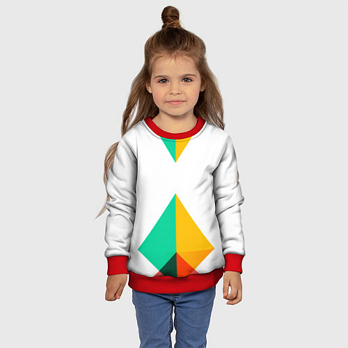 Детский свитшот Треугольники / 3D-Красный – фото 4
