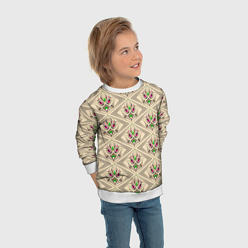 Детский свитшот Арт деко на бежевом фоне / 3D-Белый – фото 3
