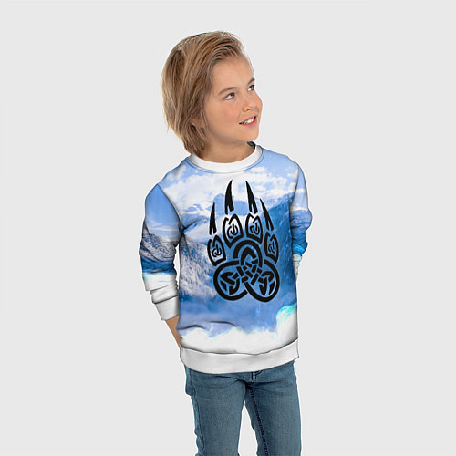 Детский свитшот Печать Велеса Волчья лапа / 3D-Белый – фото 3