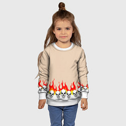 Свитшот детский Черепа в Огне Бежевый, цвет: 3D-белый — фото 2