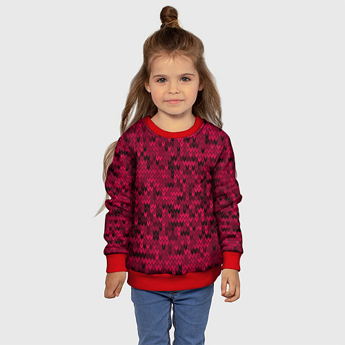 Детский свитшот Красно-черный абстрактный узор / 3D-Красный – фото 4