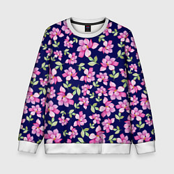 Свитшот детский Акварельные цветы Магнолии, цвет: 3D-белый