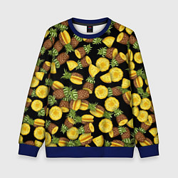 Свитшот детский Ананасы, цвет: 3D-синий