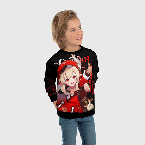 Детский свитшот Кли, Genshin Impact / 3D-Черный – фото 3