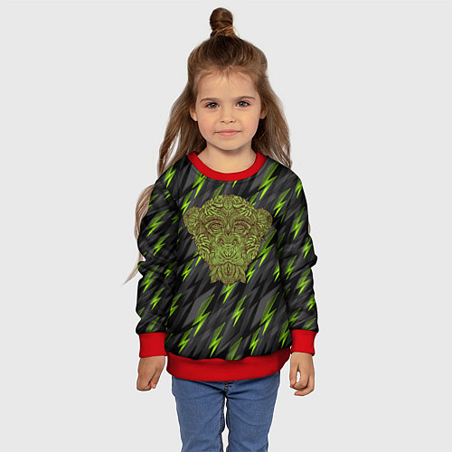 Детский свитшот Обезьяна из листьев / 3D-Красный – фото 4