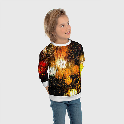 Детский свитшот В городе дождь / 3D-Белый – фото 3