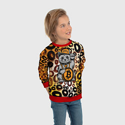 Свитшот детский BitCoin кот, цвет: 3D-красный — фото 2