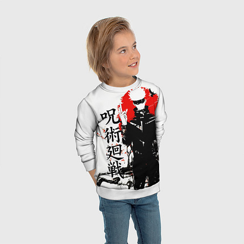 Детский свитшот Сатору, Jujutsu Kaisen / 3D-Белый – фото 3