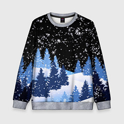 Детский свитшот Снежная ночь в зимнем лесу