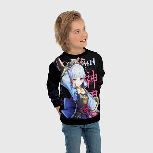 Детский свитшот Аяка Genshin Impact / 3D-Черный – фото 3