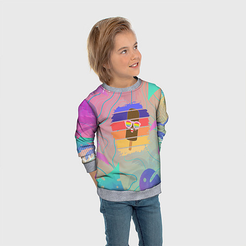 Детский свитшот Эскимо в Тропиках / 3D-Меланж – фото 3