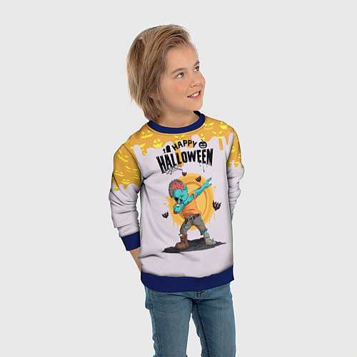 Детский свитшот Dab zombie halloween / 3D-Синий – фото 3