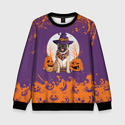 Свитшот детский Мопс на хэллоуин, цвет: 3D-черный